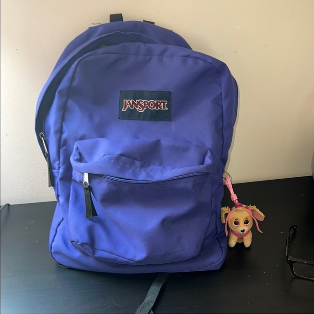 Jansport Classic Blue Backpack with Plush Accessory
